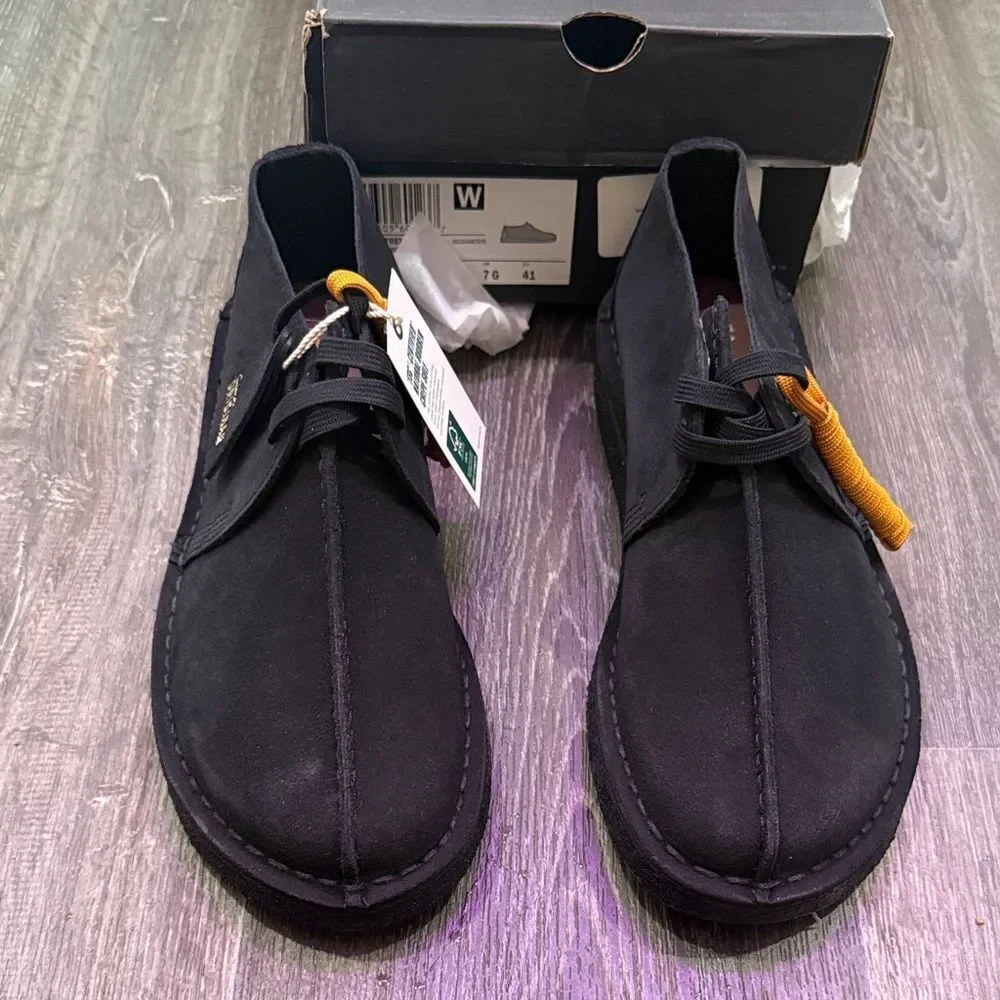 Men's Clarks Desert Trek Originals Vintage Suede Black Sz 8